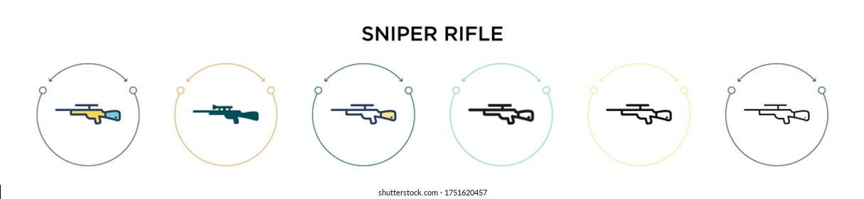 Scharfgewehr-Icon in vollem, dünnen Linie, Umriss und Strich-Stil. Vektorgrafik von zwei farbigen und schwarzen Scharfschützen Vektorgrafiken-Designs kann für mobile, i, i, web-basierte