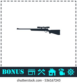 Sniper Rifle icon flat. Simple vector symbol and bonus icon