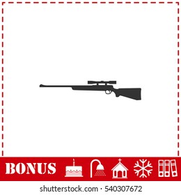 Sniper Rifle icon flat. Simple vector symbol and bonus icon