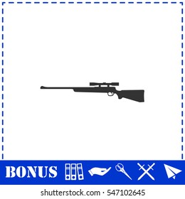Sniper Rifle icon flat. Simple vector symbol and bonus icon