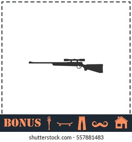 Sniper Rifle icon flat. Simple vector symbol and bonus icon