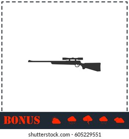 Sniper Rifle icon flat. Simple vector symbol and bonus icon