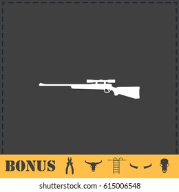Sniper Rifle icon flat. Simple vector symbol and bonus icon