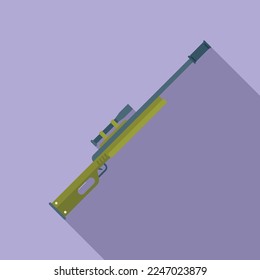 Sniper rifle icon flat vector. Weapon gun. Army pistol