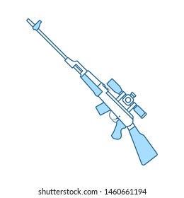Scharfsicherndes Symbol. Einfach mit dem Design der blauen Füllung übereinstimmen. Vektorgrafik.