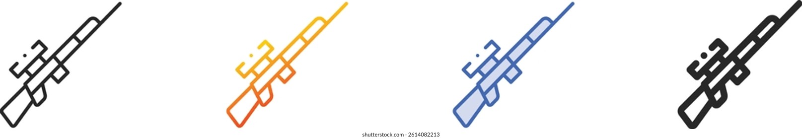 sniper rifle icon.Thin Linear, Gradient, Blue Stroke and bold Style Design Isolated On White Background