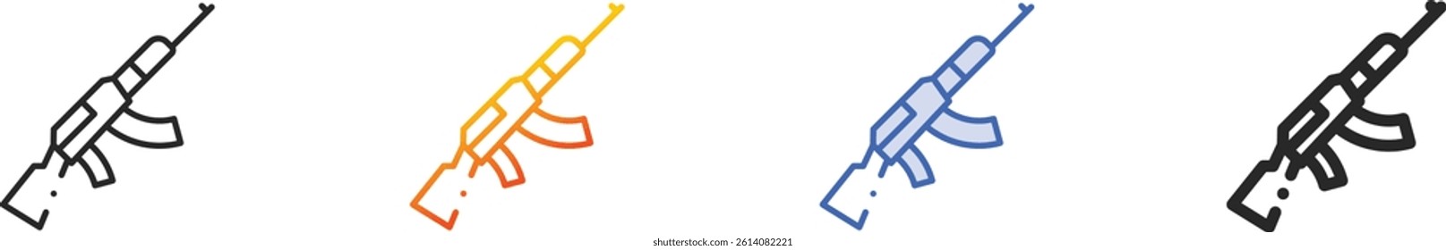 sniper rifle icon.Thin Linear, Gradient, Blue Stroke and bold Style Design Isolated On White Background
