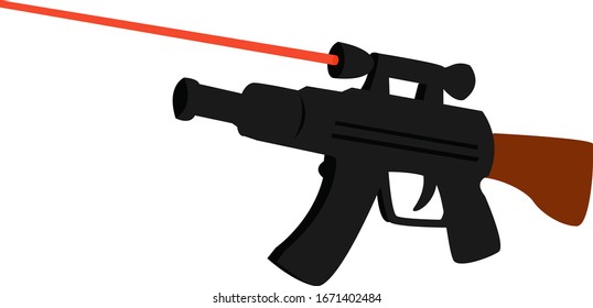Sniper rifle with laser, illustration, vector on white background.