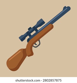Sniper Rifle Long Range Hunting Weapon Isolated Vector Illustration