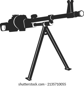 Sniper rifle with optical sight on the rack. Black forces on a white background. Vector illustration.