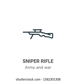 Sniper rifle outline vector icon. Thin line black sniper rifle icon, flat vector simple element illustration from editable army and war concept isolated on white background