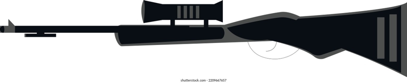 réplica de rifle de francotirador con vector de ámbito para películas de animación e historias con fondo blanco