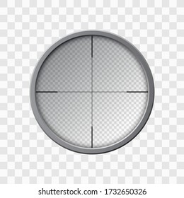 Sniper rifle scope. Weapon aim. Template of optical glass. Target concept. Vector illustration
