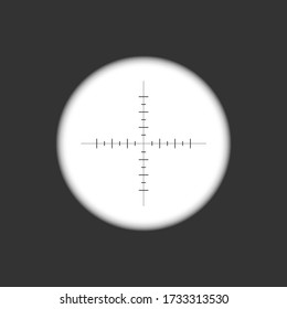 Sniper rifle scope. Weapon aim. Template of optical glass. Target concept. Vector illustration