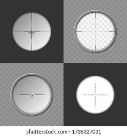 Ámbito del rifle de francotirador. Objetivo de armas. Plantilla de vidrio óptico. Concepto objetivo. Ilustración del vector