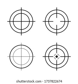 Sniper rifle scope. Weapon aim. Set of targets and destination. Focus icons. Vector illustration