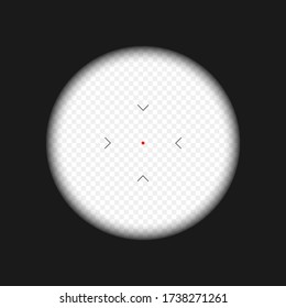 Sniper rifle scope. Weapon aim. Template of optical glass. Target concept. Vector illustration