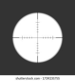 Sniper rifle scope. Weapon aim. Template of optical glass. Target concept. Vector illustration