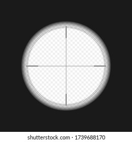 Ámbito del rifle de francotirador. Objetivo de armas. Plantilla de vidrio óptico. Concepto objetivo. Ilustración del vector
