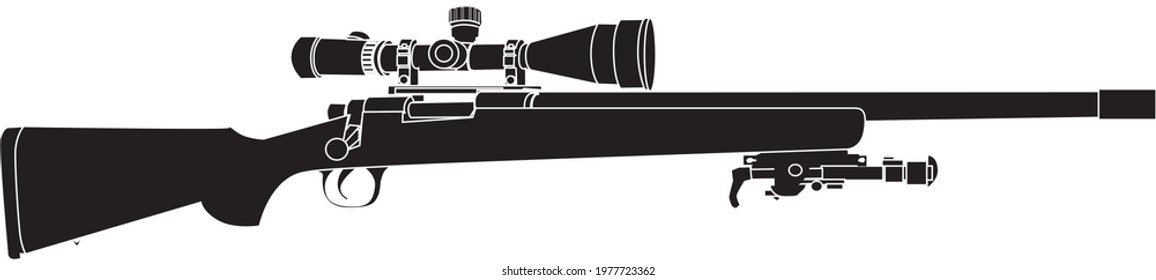 Sniper Rifle Shooting Gun. Special Force , Arctic  Weapon - Vector