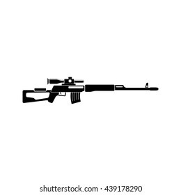 Sniper rifle vector black simple icon. Flat style for web and mobile.