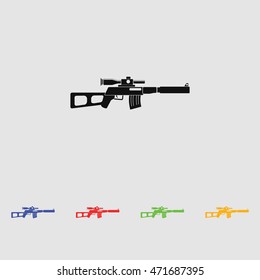 Sniper rifle vector black simple icon. Flat style for web and mobile.