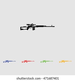 Sniper rifle vector black simple icon. Flat style for web and mobile.
