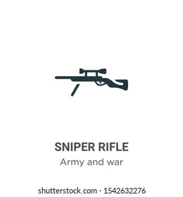 Sniper rifle vector icon on white background. Flat vector sniper rifle icon symbol sign from modern army and war collection for mobile concept and web apps design.