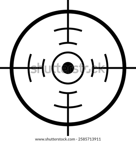 Sniper scope crosshair highlighting a precise target location, showcasing accuracy and focus through a minimalist design that embodies precision and tactical intent
