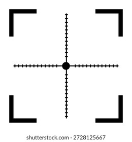 sniper scope focusing screen or reticle. crosshair with a central dot for aiming or focus indication.