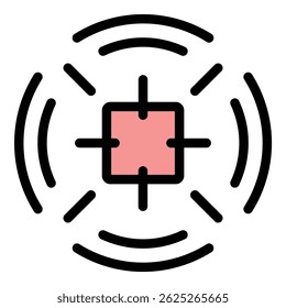 Icono de alcance de francotirador. Esquema de francotirador de Vector de alcance de color plano aislado