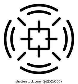 Icono de alcance de francotirador. Icono del Vector del alcance del francotirador del contorno para el Diseño web aislado en el fondo blanco