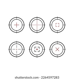 Sniper scope icon set on white background.