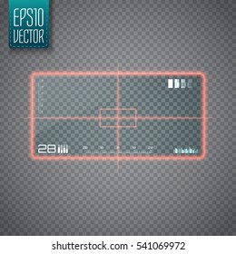 Sniper scope isolated. Neon target concept. Game Interface Element. Vector illustration