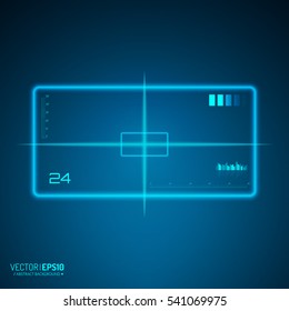 Sniper scope isolated. Neon target concept. Game Interface Element. Vector illustration
