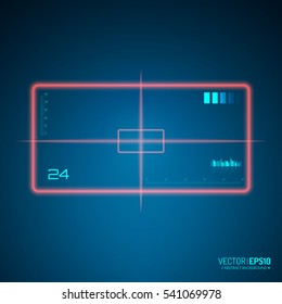 Sniper scope isolated. Neon target concept. Game Interface Element. Vector illustration