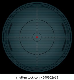 Sniper Scope. Night Vision Blue Color Line. Vector