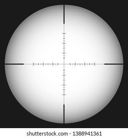 Sniper Scope. Sniper Rifle Sight. Scope Template With Scale. Vector Illustration.