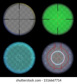 Sniper scope set on transparent background
