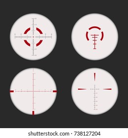sniper scope white and red on the dark background