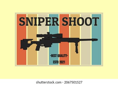 sniper shoot silhouette retro design