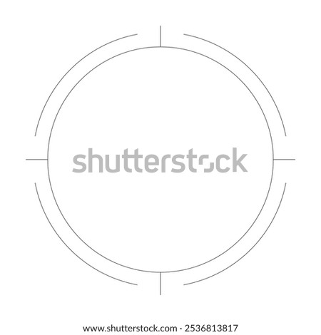 Sniper sight black and white 2D line object. Cross hair target. Aim targeting scope gun crosshair. Accuracy shooting circle frame isolated clip art vector outline item. Monochromatic spot illustration