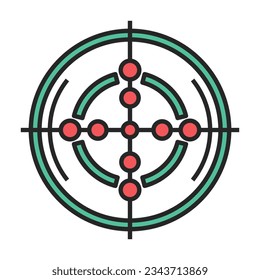 Sniper sight vector icon.Color vector icon isolated on white background sniper sight.