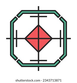 Icono de vector de visión del francotirador.Icono de vector de color aislado en la vista del francotirador de fondo blanco.