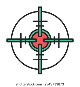 Sniper sight vector icon.Color vector icon isolated on white background sniper sight.