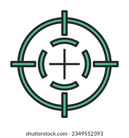 Icono de vector de visión del francotirador.Icono de vector de color aislado en la vista del francotirador de fondo blanco.