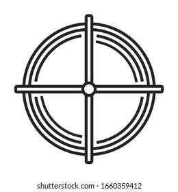 Symbol für die Vektorillustration der Sniper.Umrissenes Symbol für die Vektorillustration einzeln auf weißem Hintergrund, Scharfsichtigkeit.