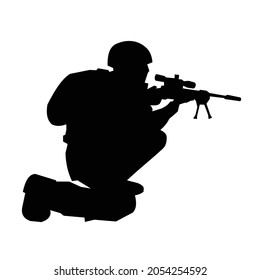 sniper silhouette on the knee vector design