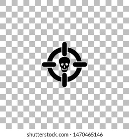 Sniper skull. Black flat icon on a transparent background. Pictogram for your project