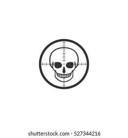 Sniper skull icon flat. Illustration isolated vector sign symbol